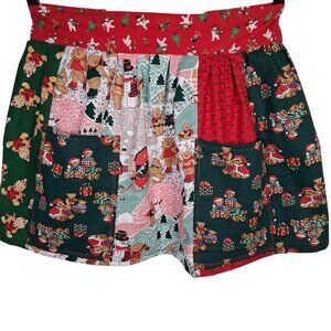 Handmade Christmas Teddy Bear Apron Patchwork Holiday One Of A Kind Homemade